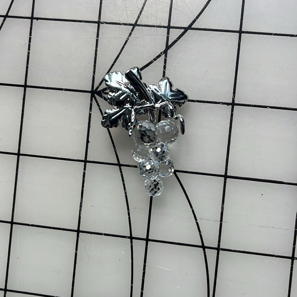 Swarovski crystal and silver grape cluster brooch